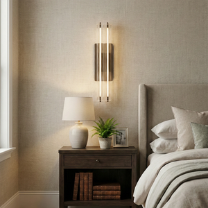 Audubonne Minimalist Crystal Column Sconce - Cozy Bedroom Bedside Table Lamp Nightstand Vignette | HoaiLamp