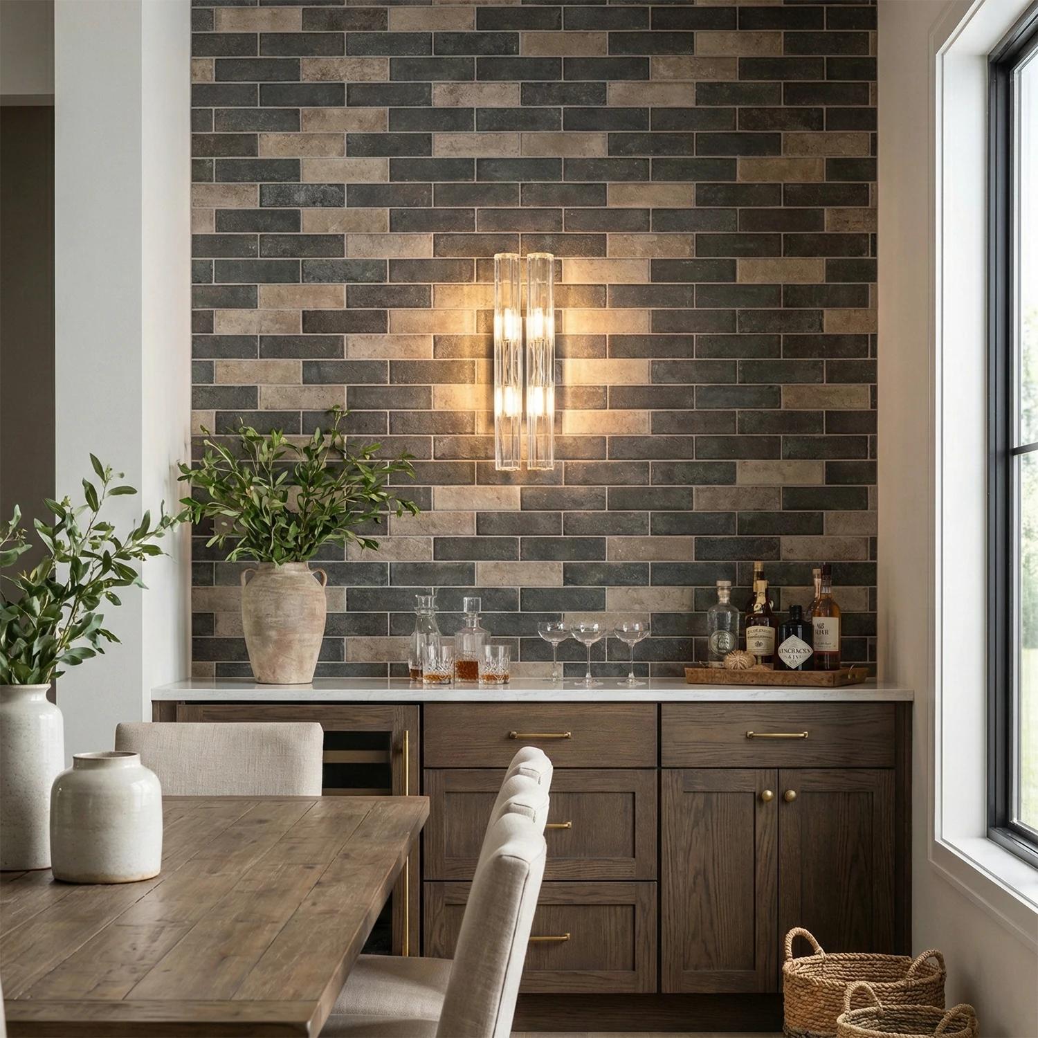 Audubonne Minimalist Crystal Column Sconce - Home Bar Counter Wet Bar Stacked Stone | HoaiLamp