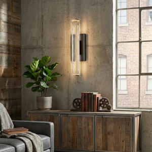 Audubonne Minimalist Crystal Column Sconce - Industrial Loft Home Office Wooden Cabinet | HoaiLamp