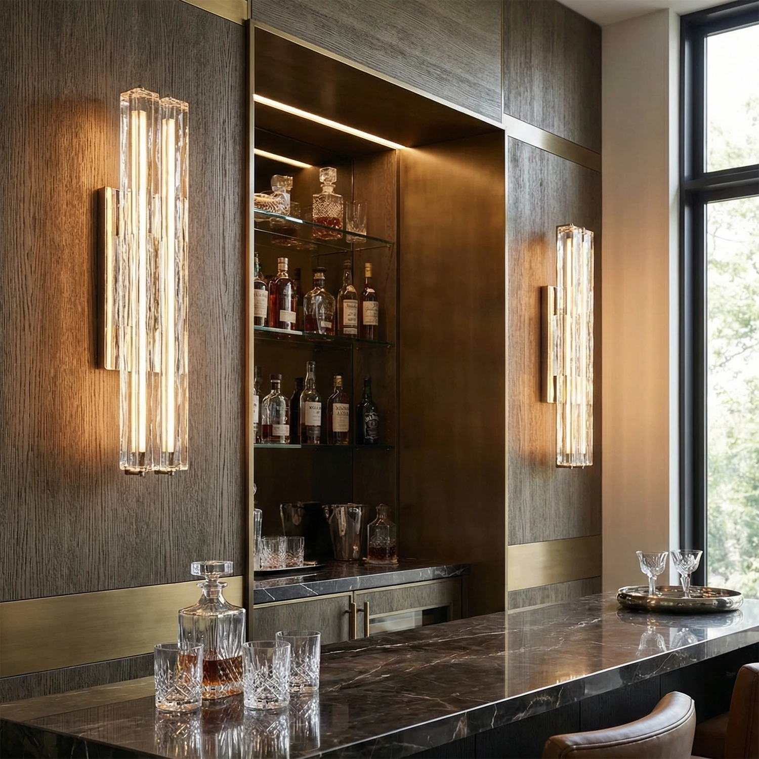 Audubonne Minimalist Crystal Column Sconce - Luxury Commercial Home Bar Counter Wet Bar Cabinets | HoaiLamp
