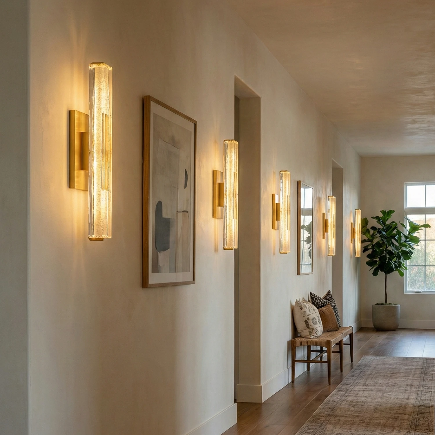 Audubonne Minimalist Crystal Column Sconce - Luxury Hallway Corridor Linear Matrix Placement | HoaiLamp