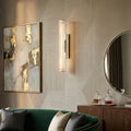 Audubonne Minimalist Crystal Column Sconce - Luxury Living Room Green Velvet Sofa Gold Art | HoaiLamp