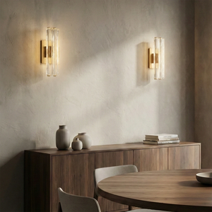 Audubonne Minimalist Crystal Column Sconce - Minimalist Dining Room Round Wood Table Sideboard | HoaiLamp