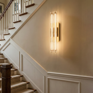 Audubonne Minimalist Crystal Column Sconce - Modern Staircase Corridor Linear Wall Mount | HoaiLamp