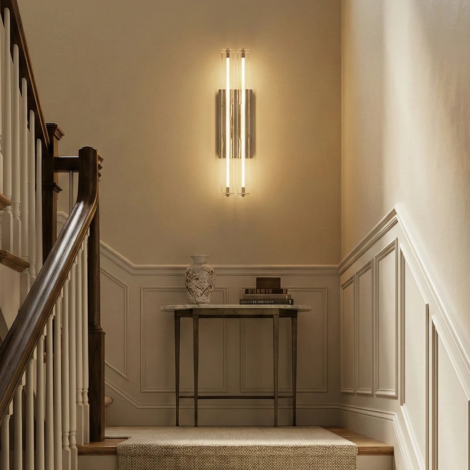 Audubonne Minimalist Crystal Column Sconce - Staircase Landing Foyer Corridor Accent Lighting | HoaiLamp