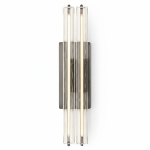 Audubonne Minimalist Crystal Column Sconce - Studio White Background Double Column Unlit Matte Black Front View | HoaiLamp