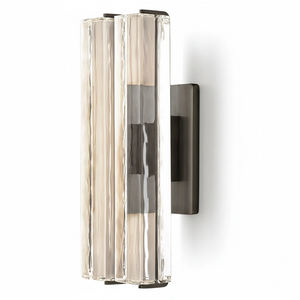 Audubonne Minimalist Crystal Column Sconce - Studio White Background Double Column Unlit Matte Black Side Profile | HoaiLamp