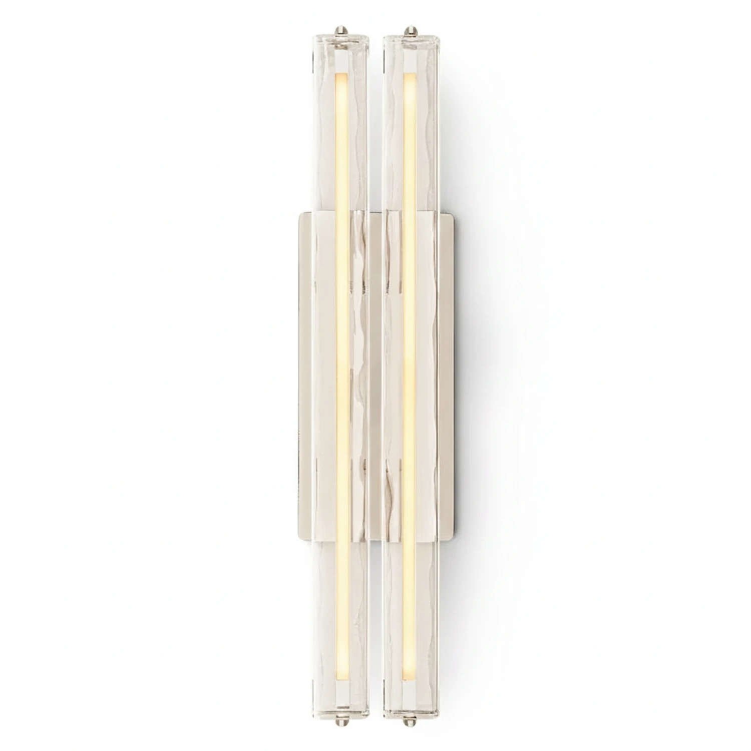 Audubonne Minimalist Crystal Column Sconce - Studio White Background Double Column Unlit Polished Chrome Front View | HoaiLamp