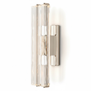 Audubonne Minimalist Crystal Column Sconce - Studio White Background Double Column Unlit Polished Chrome Side Profile | HoaiLamp