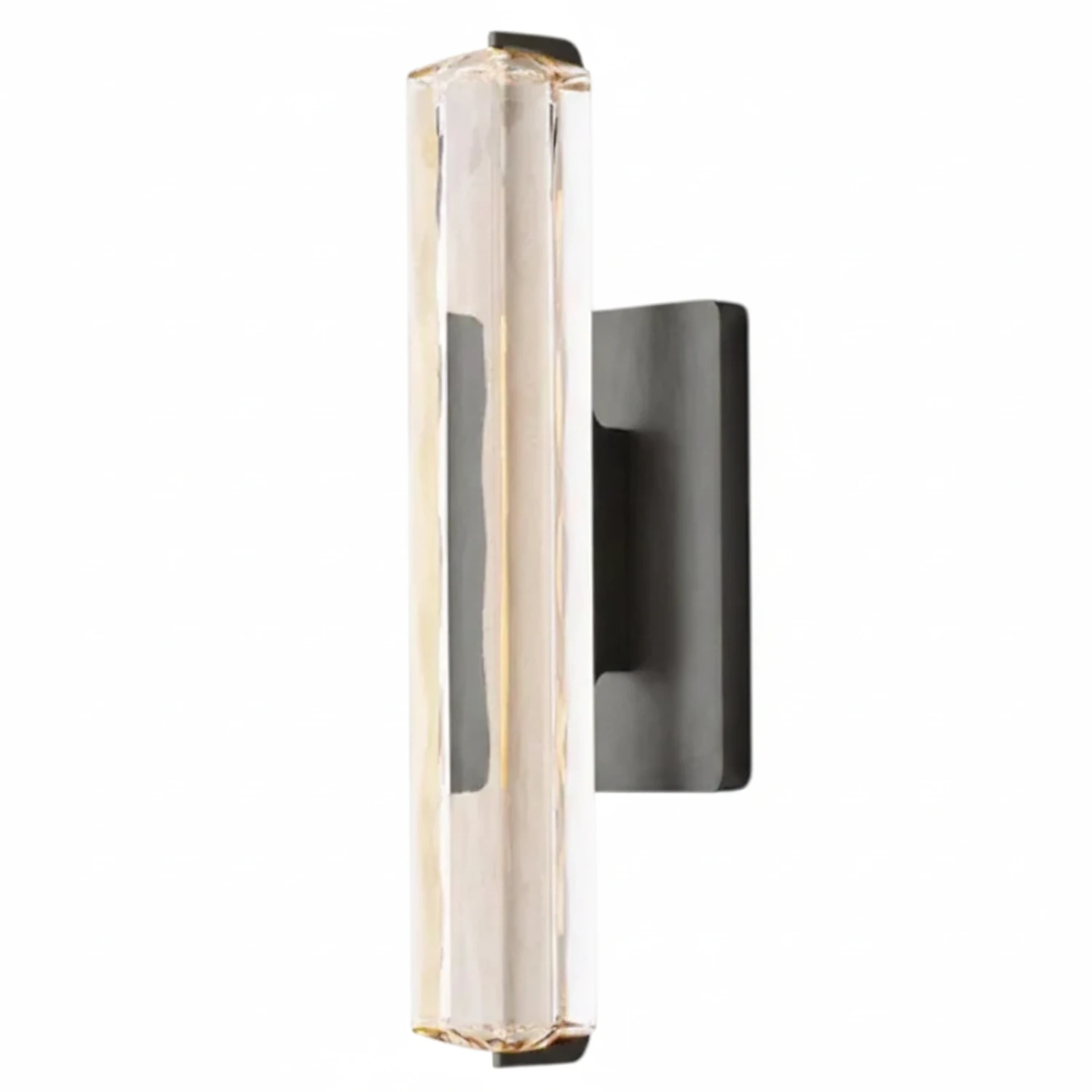 Audubonne Minimalist Crystal Column Sconce - Studio White Background Single Column Unlit Matte Black Angled | HoaiLamp