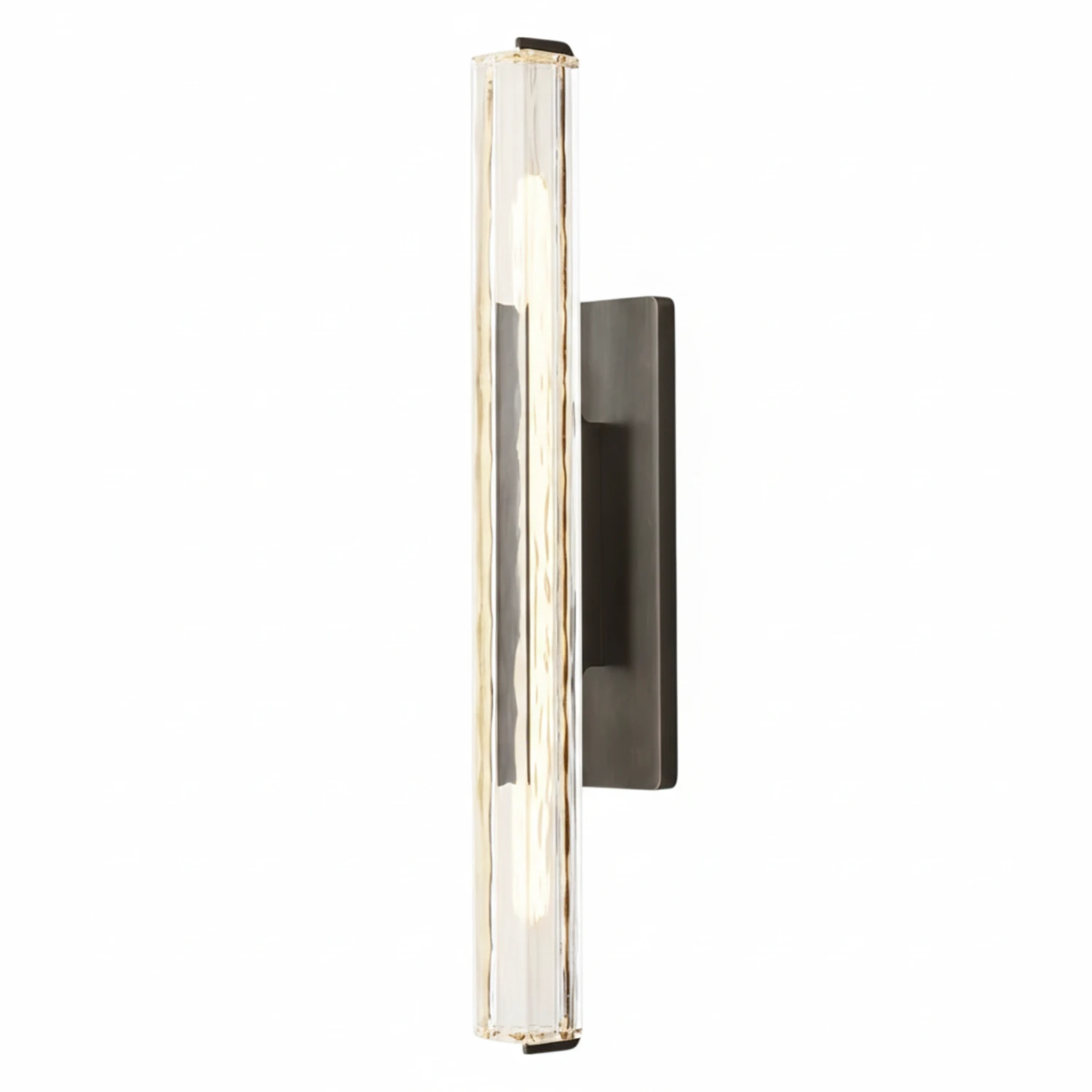 Audubonne Minimalist Crystal Column Sconce - Studio White Background Single Column Unlit Matte Black Side Profile | HoaiLamp