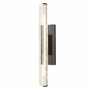 Audubonne Minimalist Crystal Column Sconce - Studio White Background Single Column Unlit Matte Black Side Profile | HoaiLamp