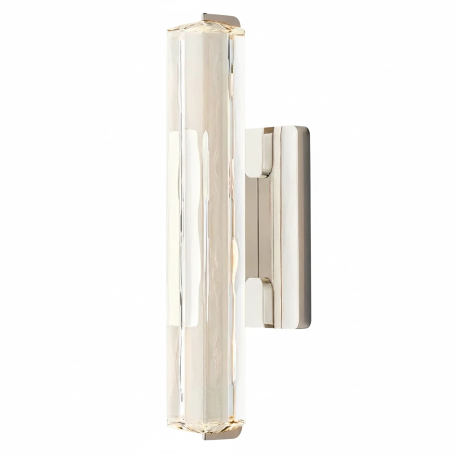 Audubonne Minimalist Crystal Column Sconce - Studio White Background Single Column Unlit Polished Chrome Angled | HoaiLamp