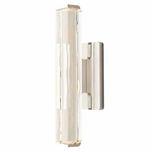 Audubonne Minimalist Crystal Column Sconce - Studio White Background Single Column Unlit Polished Chrome Angled | HoaiLamp