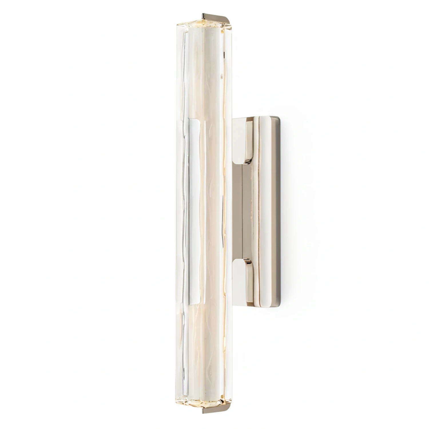 Audubonne Minimalist Crystal Column Sconce - Studio White Background Single Column Unlit Polished Chrome Three Quarters | HoaiLamp
