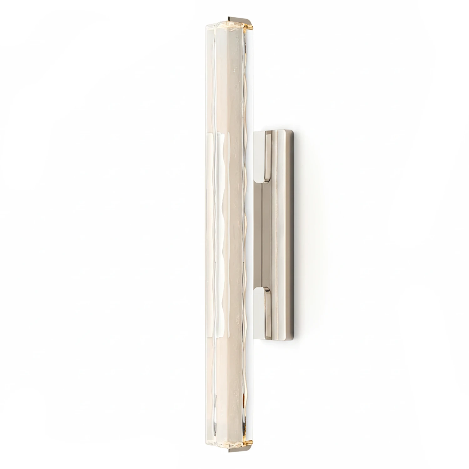 Audubonne Minimalist Crystal Column Sconce - Studio White Background Single Column Unlit Polished Chrome Side Profile | HoaiLamp