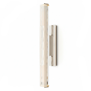 Audubonne Minimalist Crystal Column Sconce - Studio White Background Single Column Unlit Polished Chrome Side Profile | HoaiLamp
