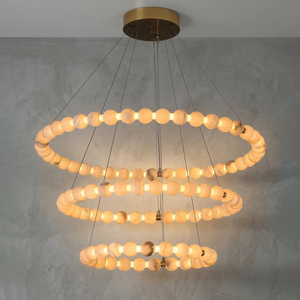 Aura Alabaster Orb Chandelier - Gray Wall Studio 3 Tier Tiered Cascade Structure | HoaiLamp