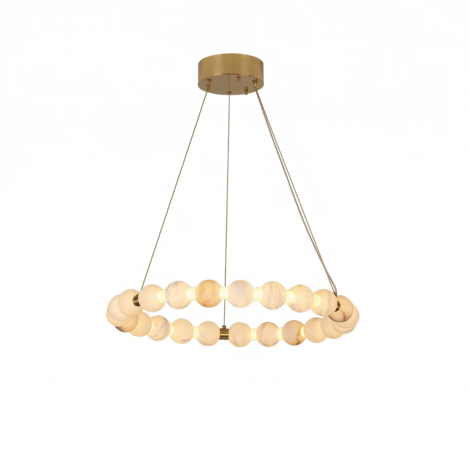 Aura Alabaster Orb Chandelier - White Background Small Single Ring Pendant | HoaiLamp