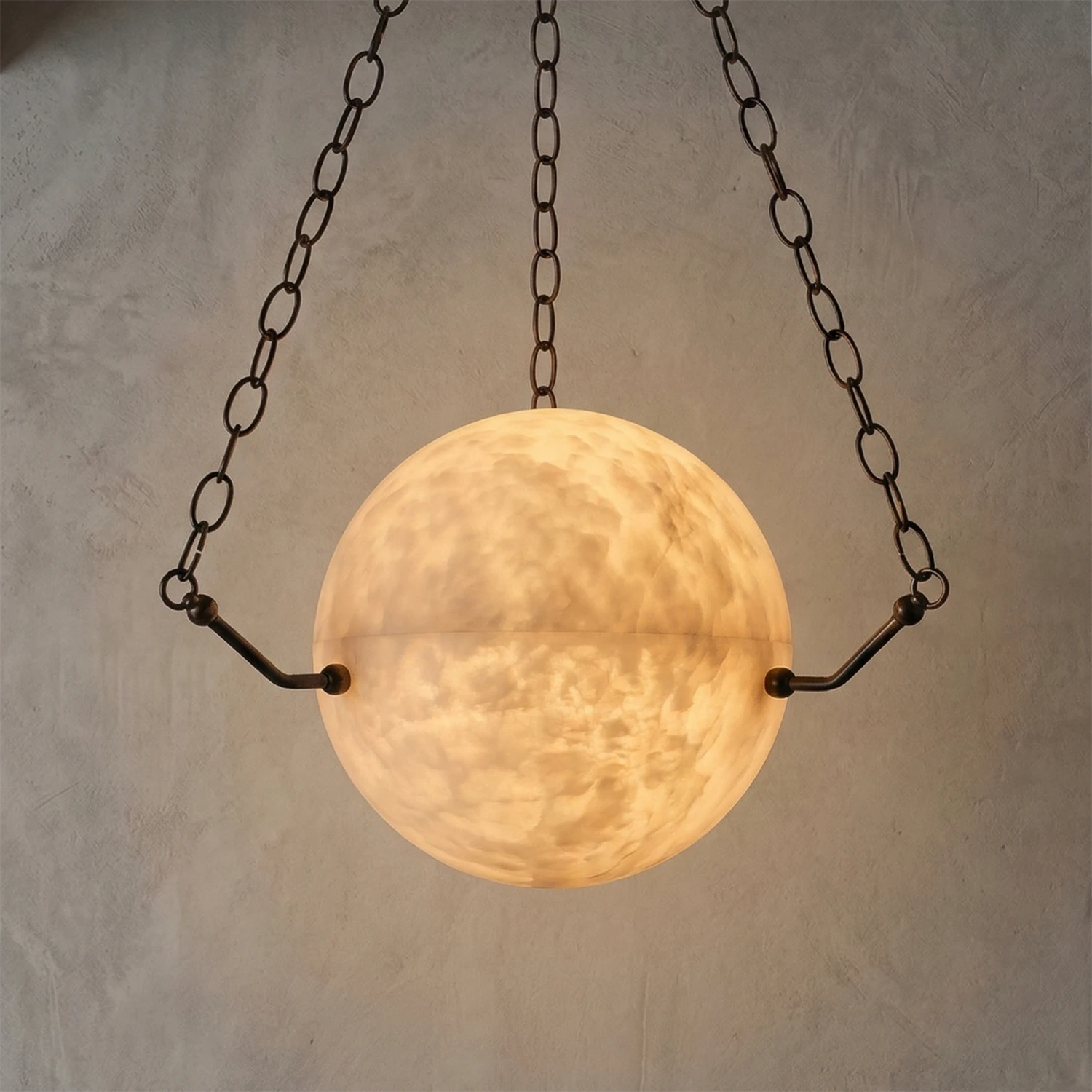 Aurelia Alabaster Sphere Suspension Pendant - Gray Wall Studio Black Finish Atmospheric Mood Light | HoaiLamp