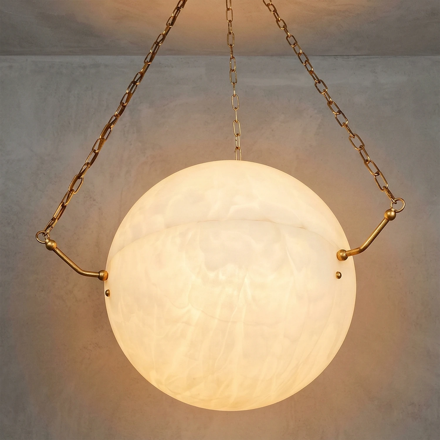 Aurelia Alabaster Sphere Suspension Pendant - Gray Wall Studio Gold Finish Brilliant Halo Radiance | HoaiLamp