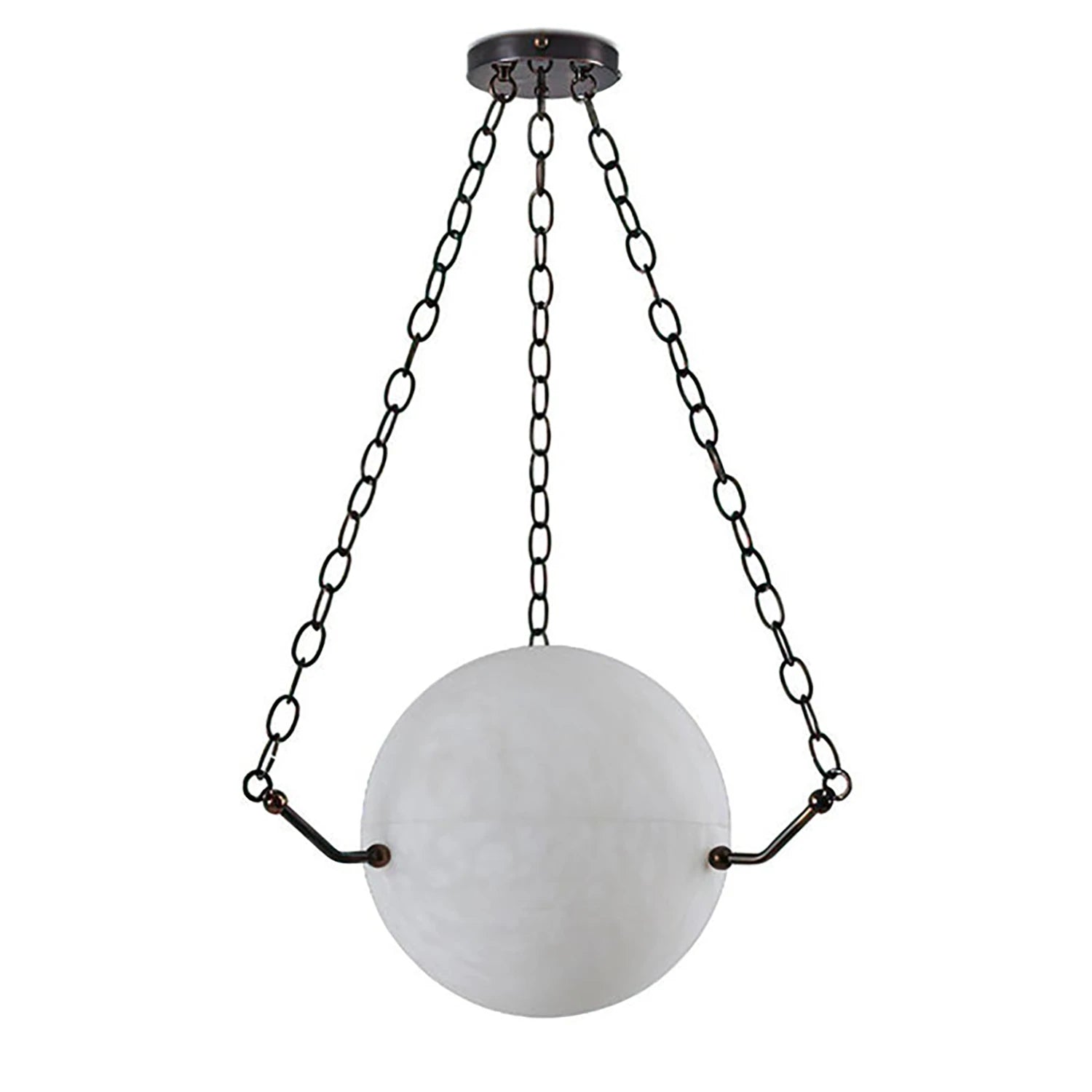 Aurelia Alabaster Sphere Suspension Pendant - White Background Industrial Black Chain Light Off | HoaiLamp