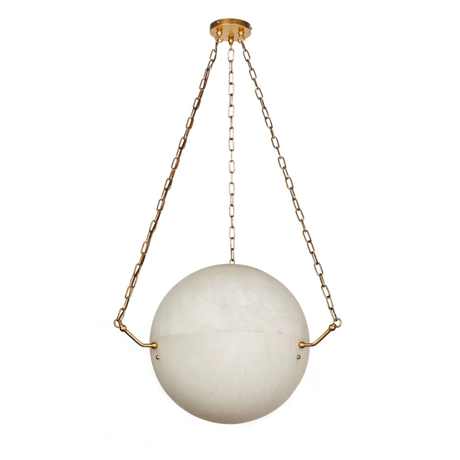 Aurelia Alabaster Sphere Suspension Pendant - White Background Luxury Gold Chain Light Off | HoaiLamp