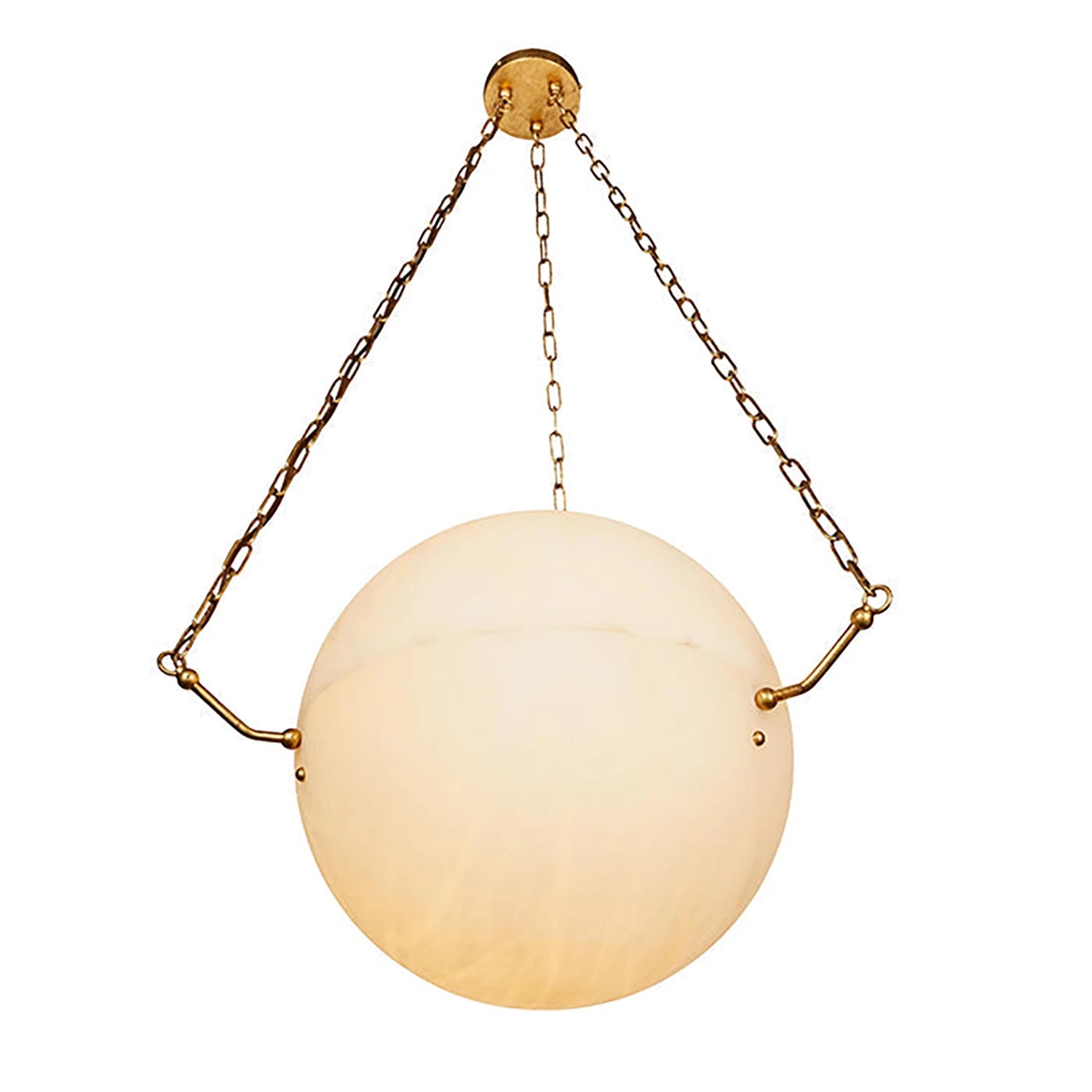 Aurelia Alabaster Sphere Suspension Pendant - White Background Gold Hardware Glowing Orb | HoaiLamp