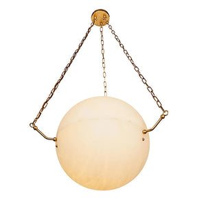 Aurelia Alabaster Sphere Suspension Pendant - White Background Gold Hardware Glowing Orb | HoaiLamp