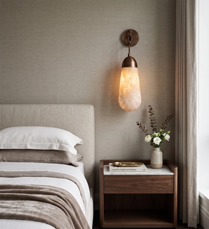 Aurelia Natural Alabaster Teardrop Wall Sconce - view 4 | Hoailamp