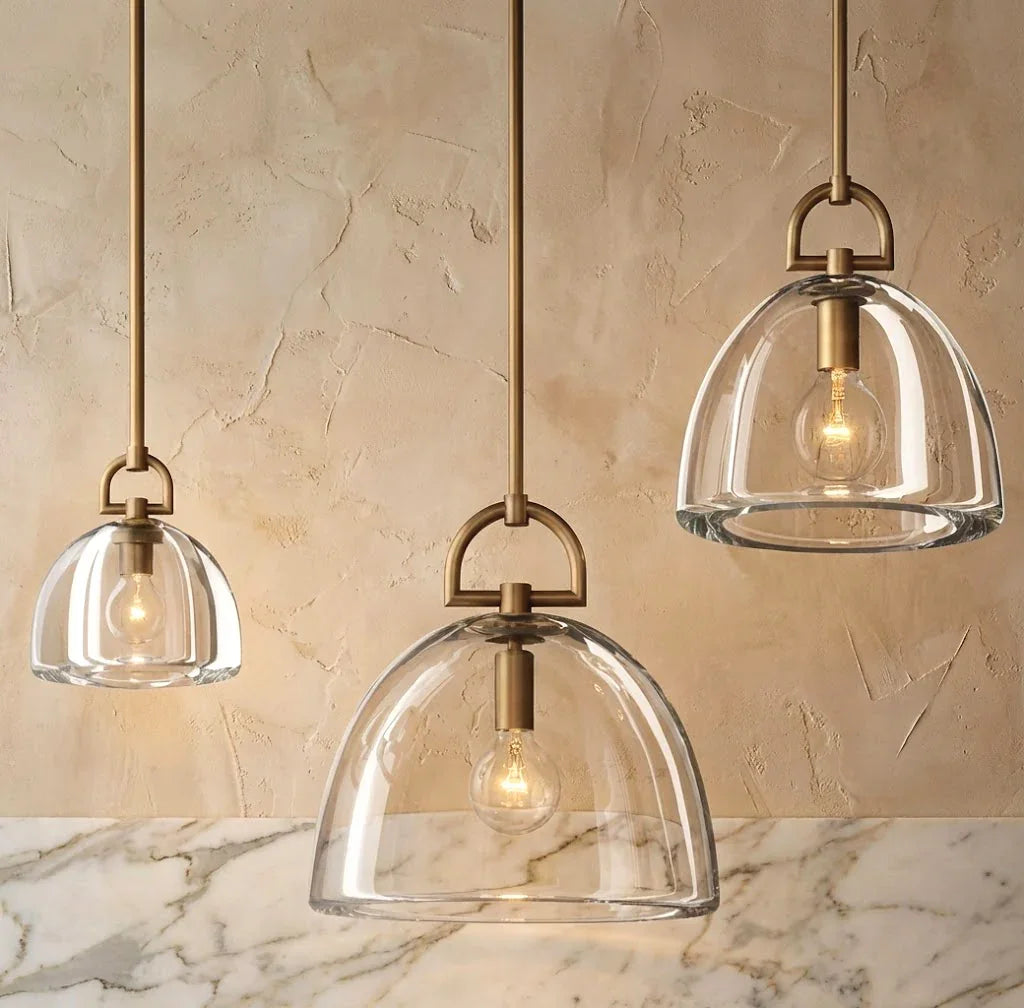 Auric Round Pendant Light by Hoailamp - Three-light multi-size staggered cluster view