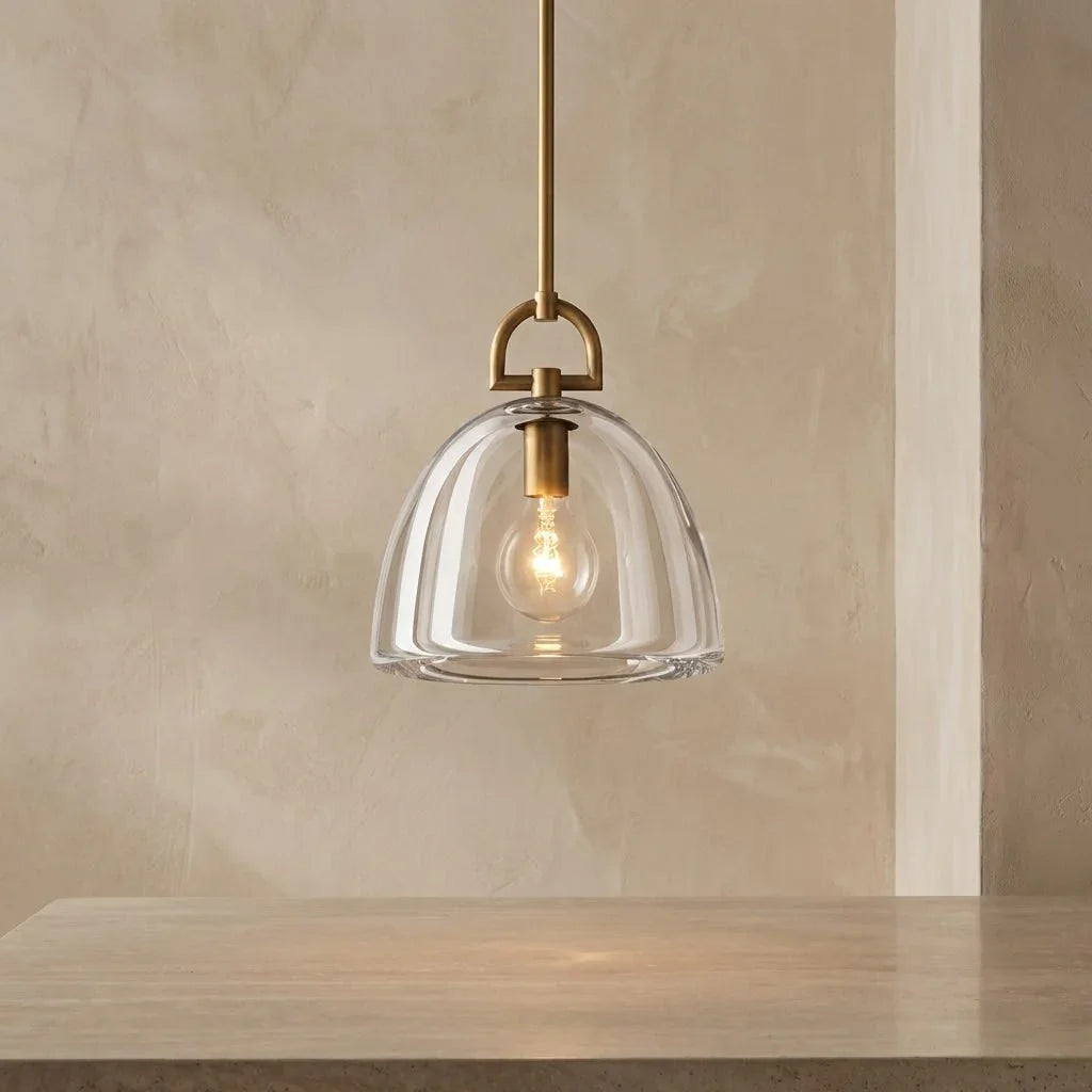 Auric Round Pendant Light by Hoailamp - Minimalist textured backdrop single pendant view