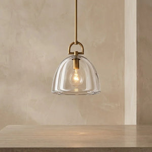 Auric Round Pendant Light by Hoailamp - Minimalist textured backdrop single pendant view