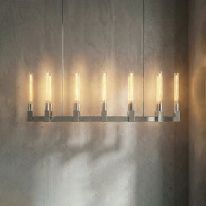 Aurora Crystal Candlestick Linear Glass Tube Chandelier - Studio Grey Concrete Linear Wall Bar Sconce Chrome | HoaiLamp