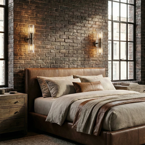 Aurora Glass Cup Sconce - Industrial Brick Bedroom Leather Headboard Cozy Lit | HoaiLamp