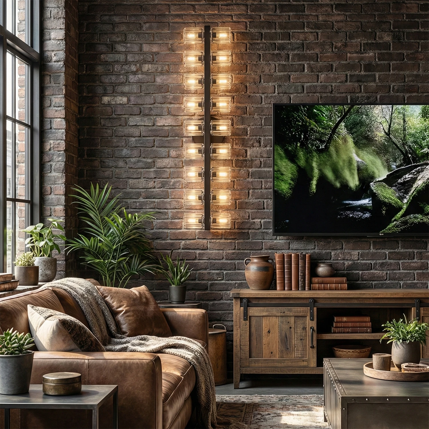 Aurora Glass Cup Sconce - Luxury Home Bar Counter Walnut Wood Paneling | HoaiLamp