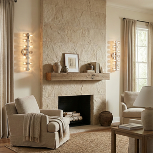 Aurora Glass Cup Sconce - Lifestyle Plaster Fireplace Mantel Warm Lounge Lighting | HoaiLamp