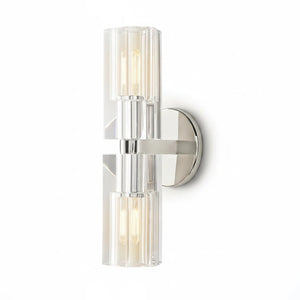 Aurora Glass Cup Sconce - Studio White Background 2 Light Cylinder Polished Chrome | HoaiLamp