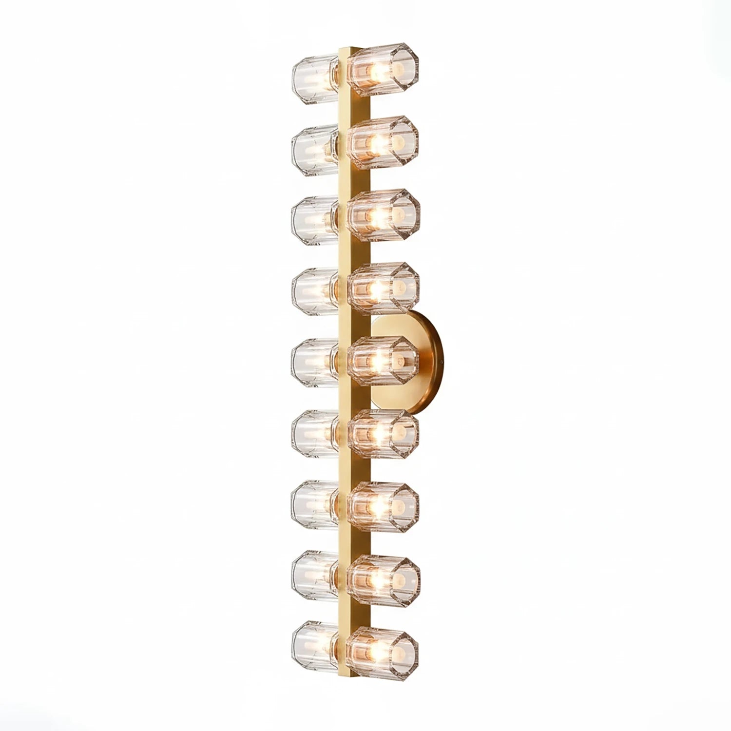 Aurora Glass Cup Sconce - Studio White Background Vertical Matrix Brushed Gold | HoaiLamp