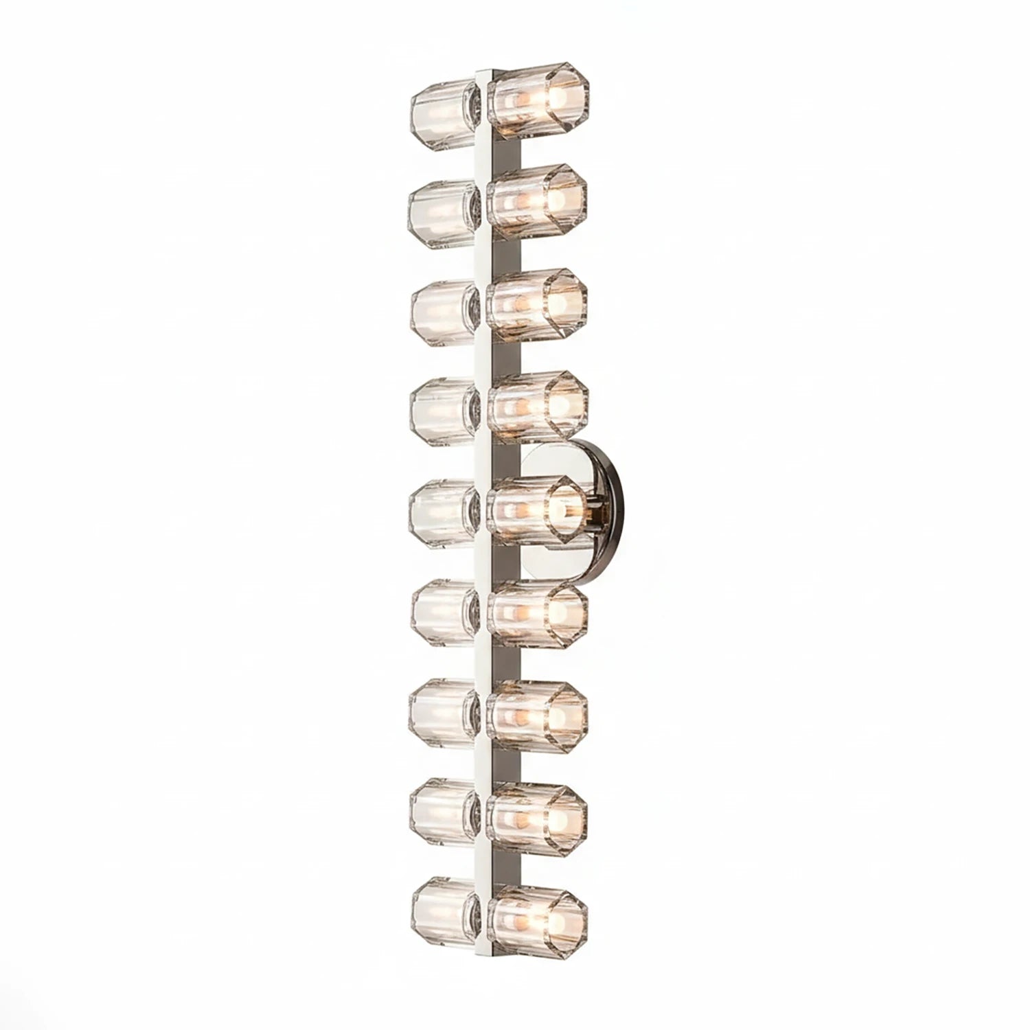 Aurora Glass Cup Sconce - Studio White Background Vertical Matrix Chrome Frontal | HoaiLamp