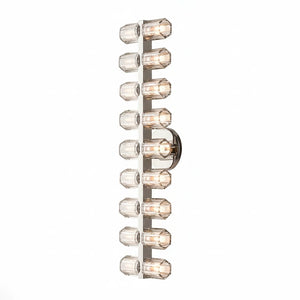 Aurora Glass Cup Sconce - Studio White Background Vertical Matrix Chrome Frontal | HoaiLamp