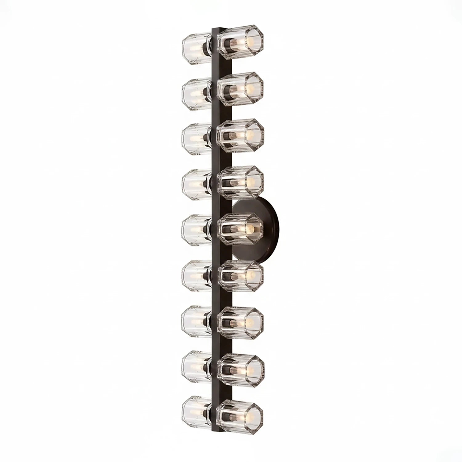 Aurora Glass Cup Sconce - Studio White Background Vertical Matrix Matte Black | HoaiLamp