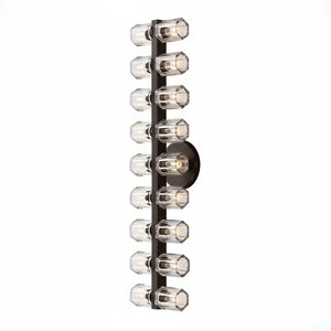 Aurora Glass Cup Sconce - Studio White Background Vertical Matrix Matte Black | HoaiLamp
