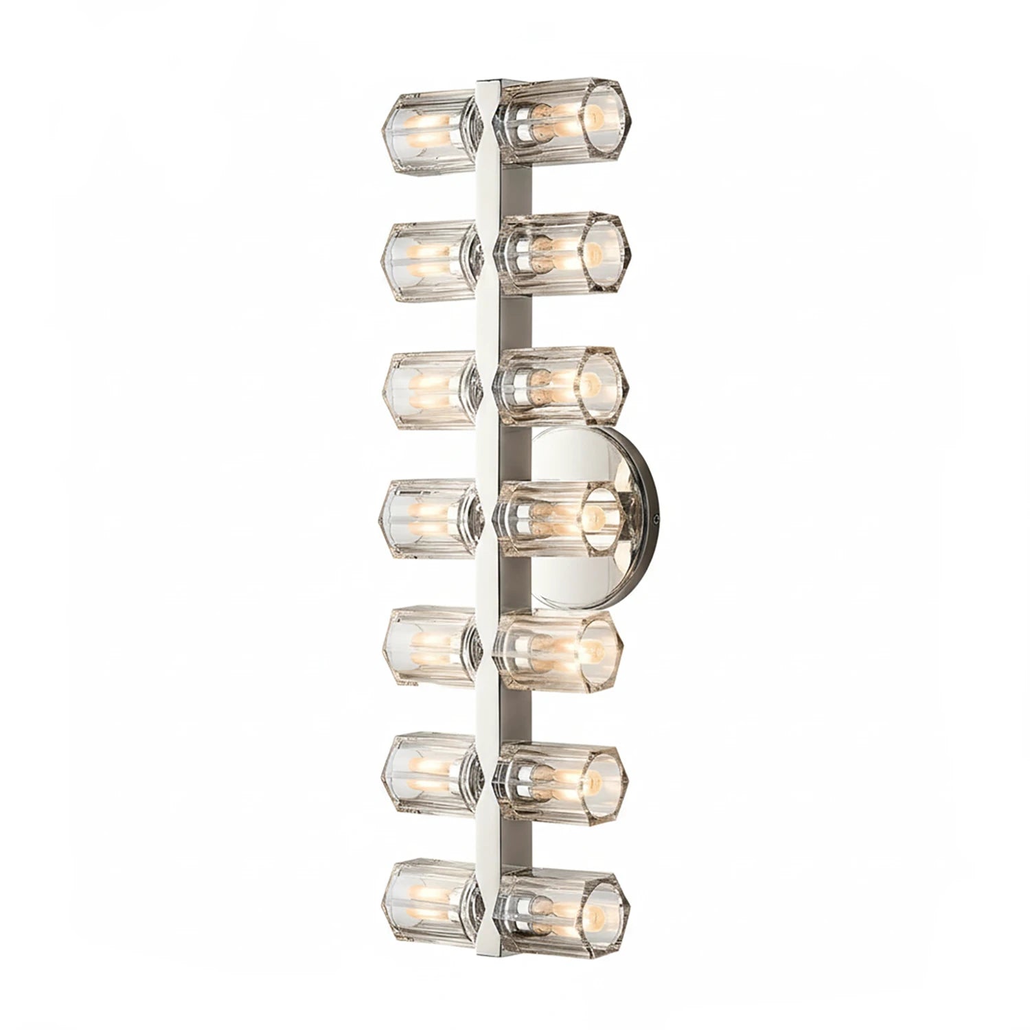 Aurora Glass Cup Sconce - Studio White Background Vertical Multi Light Matrix Chrome | HoaiLamp