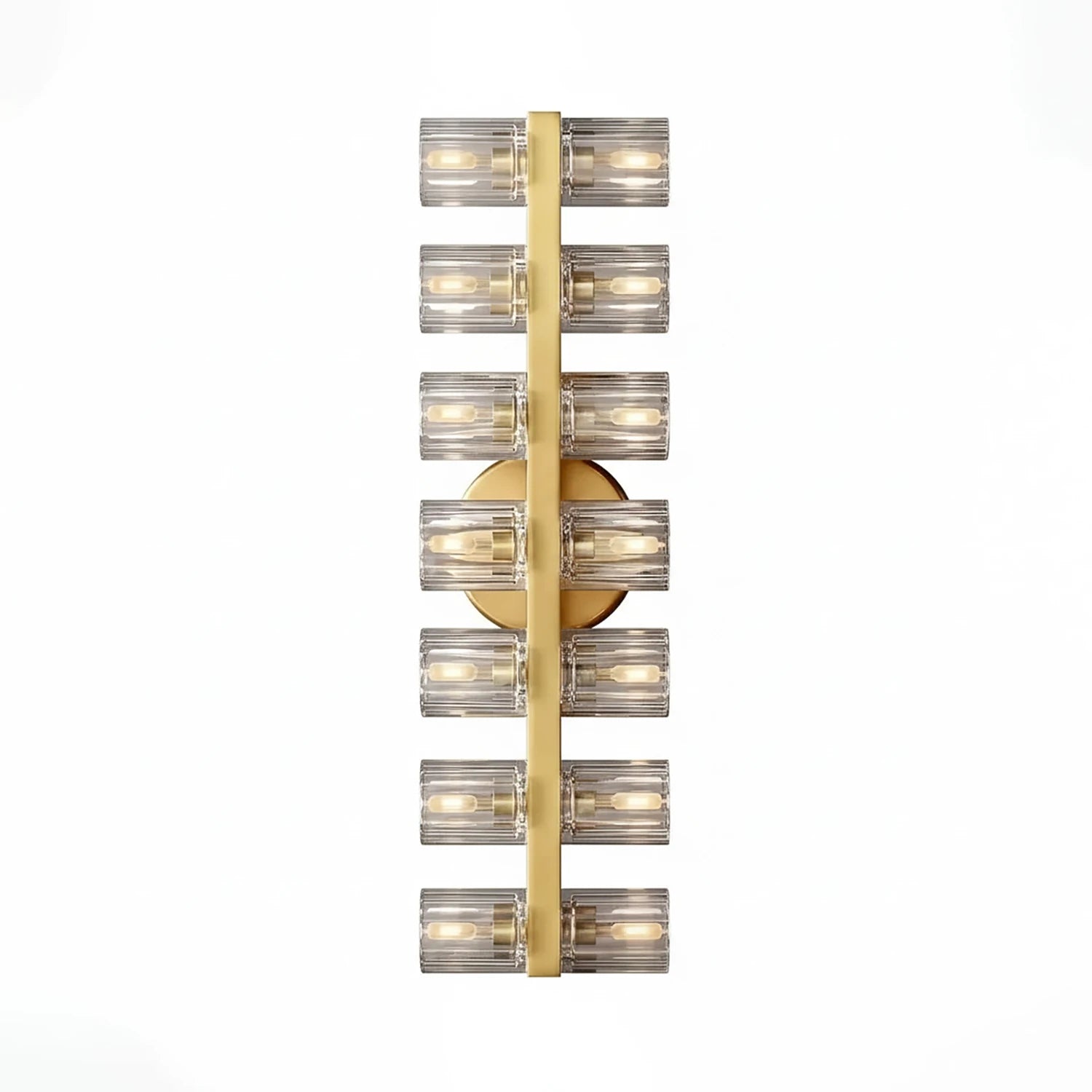 Aurora Glass Cup Sconce - Studio White Background Vertical Multi Light Matrix Gold | HoaiLamp