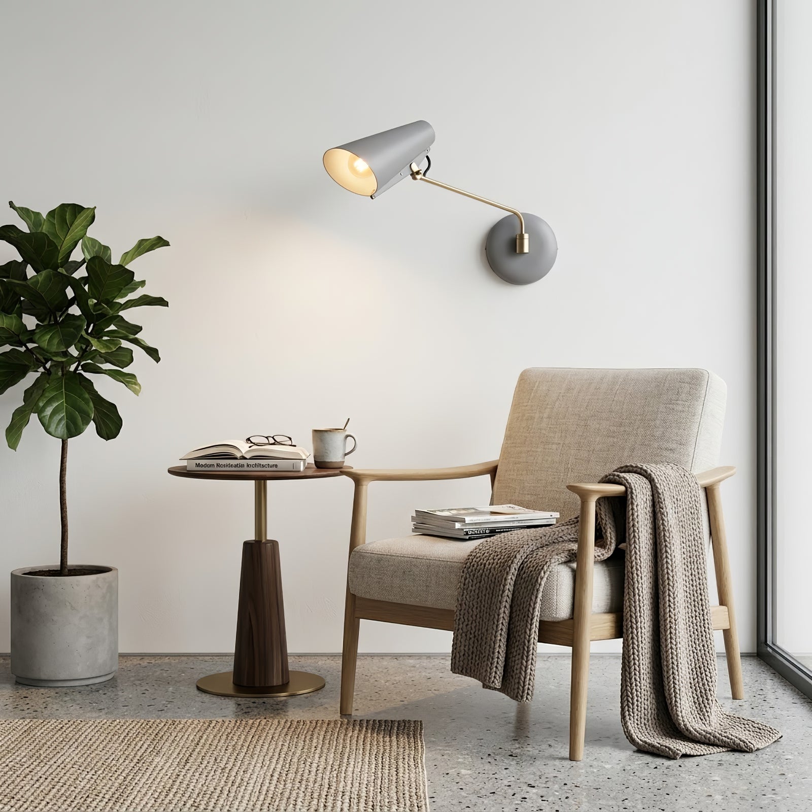 Birdy Adjustable Wall Lamp - Contemporary Slate Grey Elegant Reading Nook Lounge | HoaiLamp