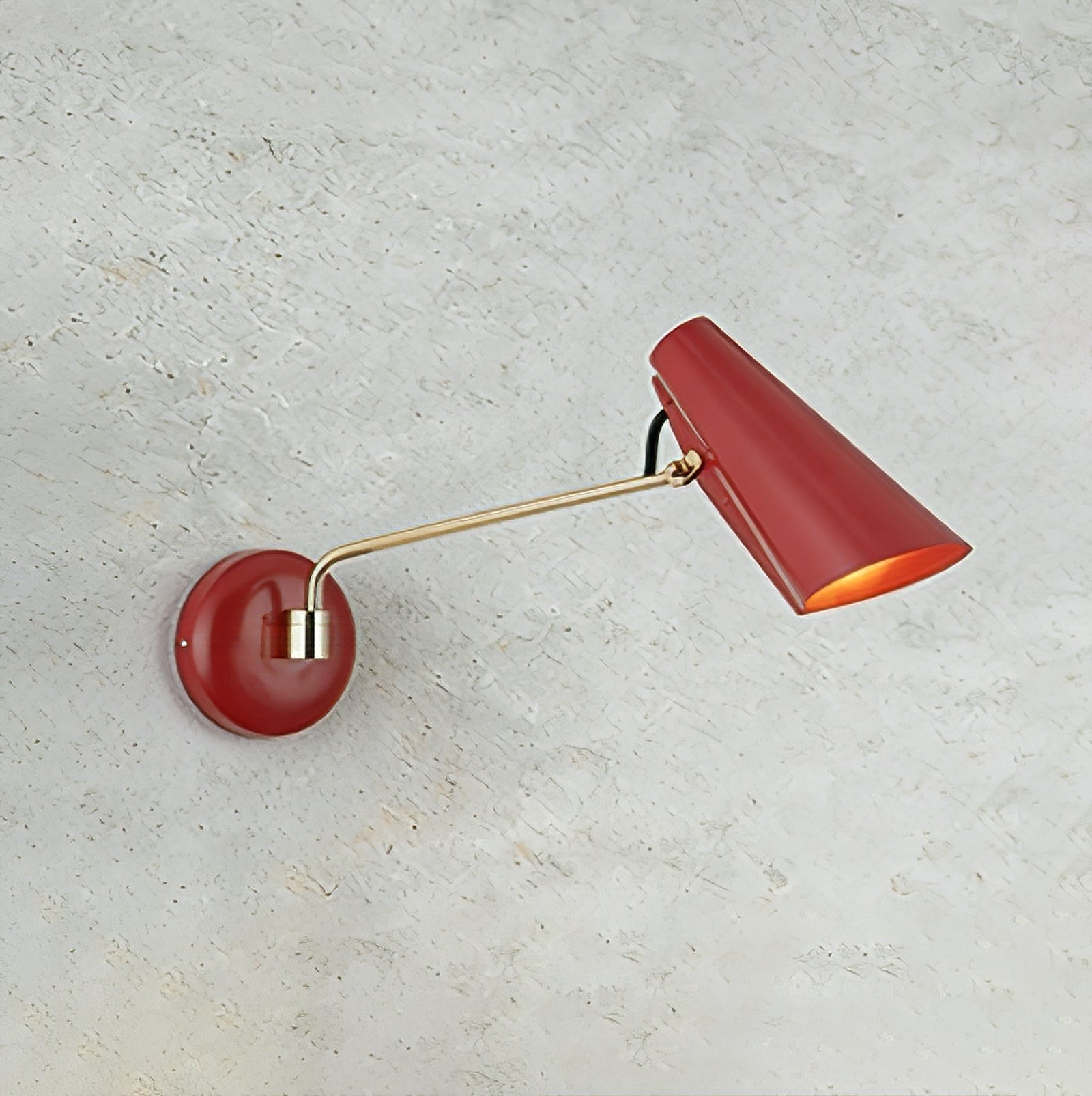 Birdy Adjustable Wall Lamp - Saturated Poppy Red Minimalist Plaster Wall Studio | HoaiLamp