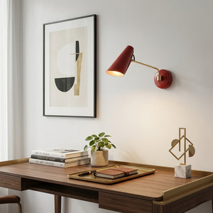 Birdy Adjustable Wall Lamp - Vintage Red Adjustable Swivel Arm Study Desk | HoaiLamp