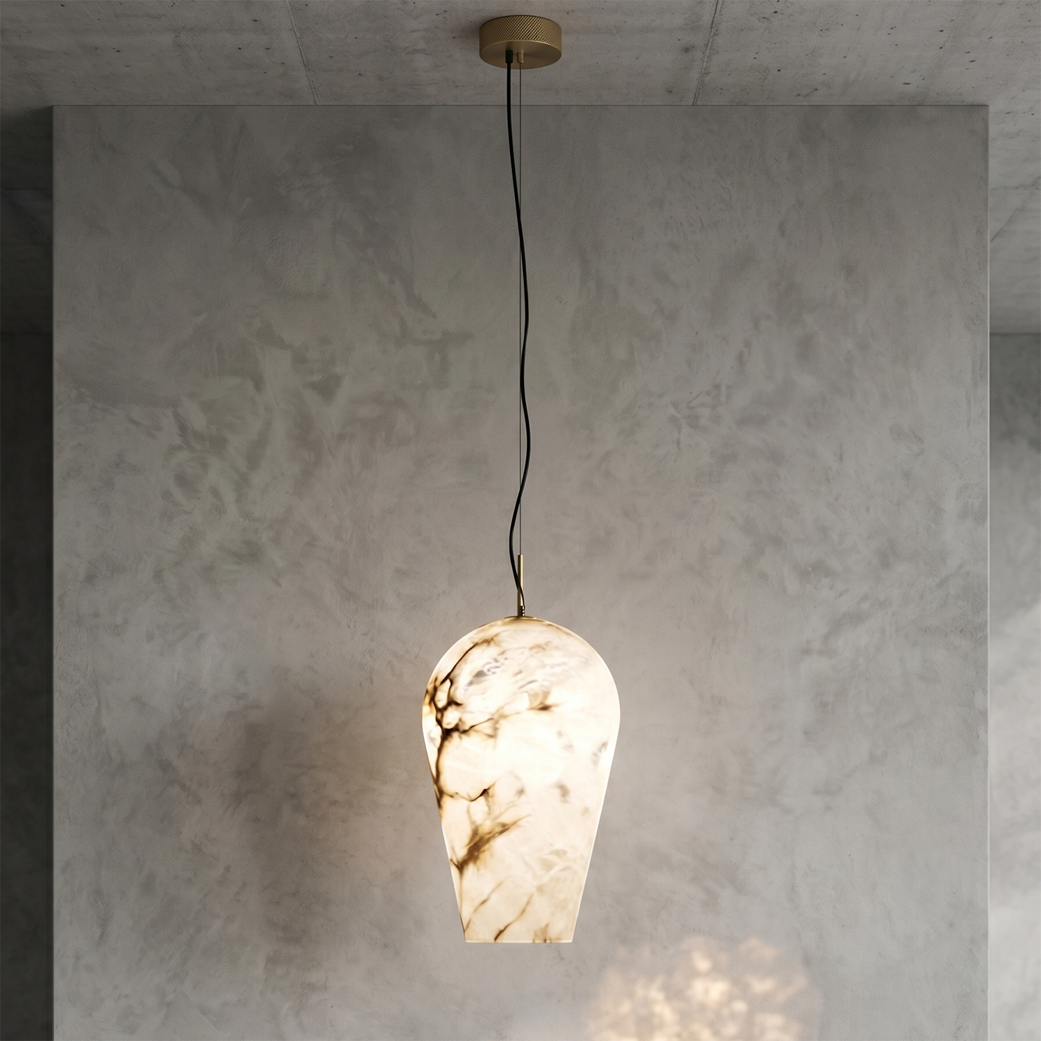 Blimp Alabaster Pendant - Minimalist Concrete Wall Texture | HoaiLamp