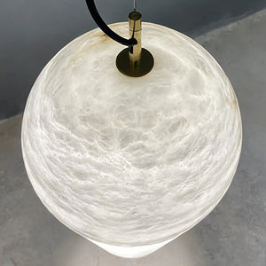 Blimp Alabaster Pendant - Top-Down View of Brass Fitting | HoaiLamp